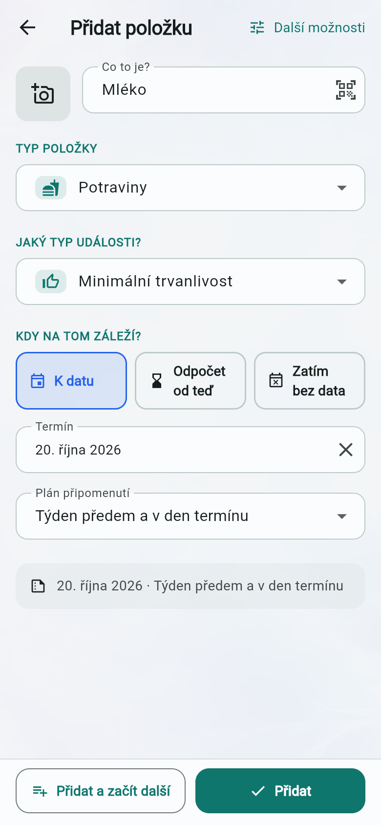 Přidat položku
