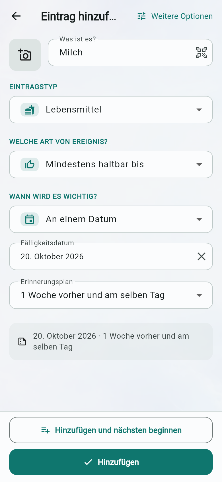 Eintrag hinzufügen