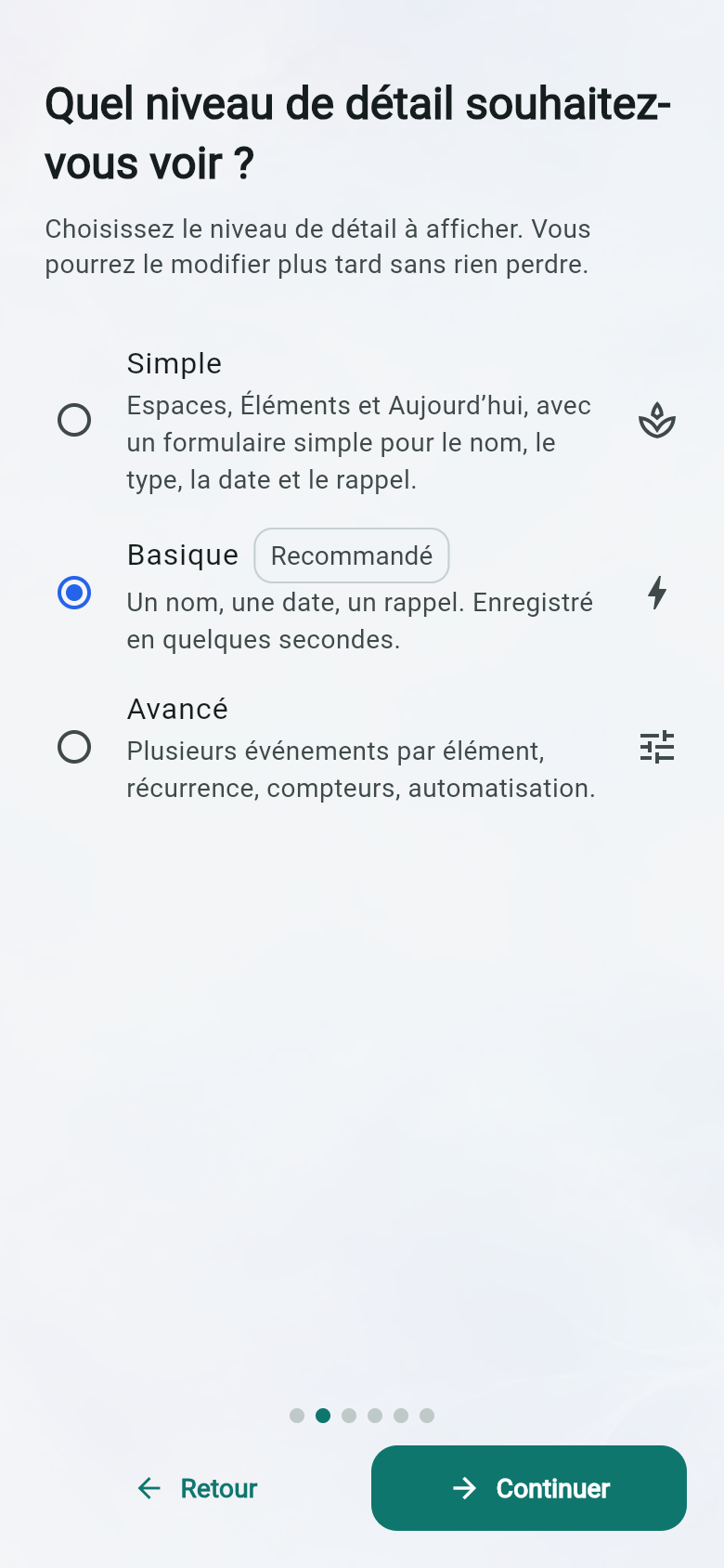 Quel niveau de détail souhaitez-vous voir ?