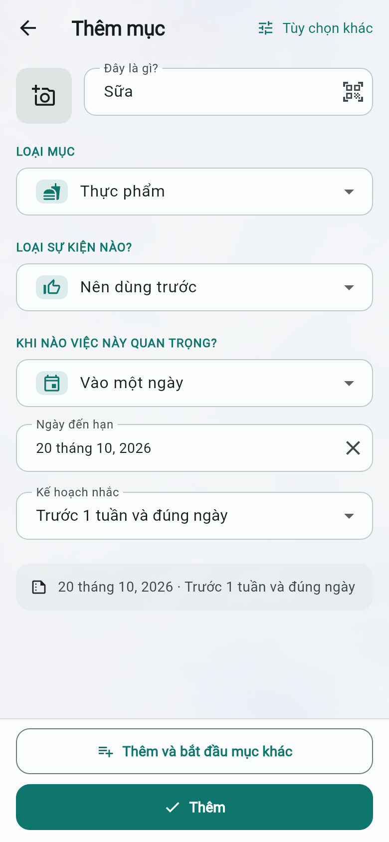 Thêm một mục